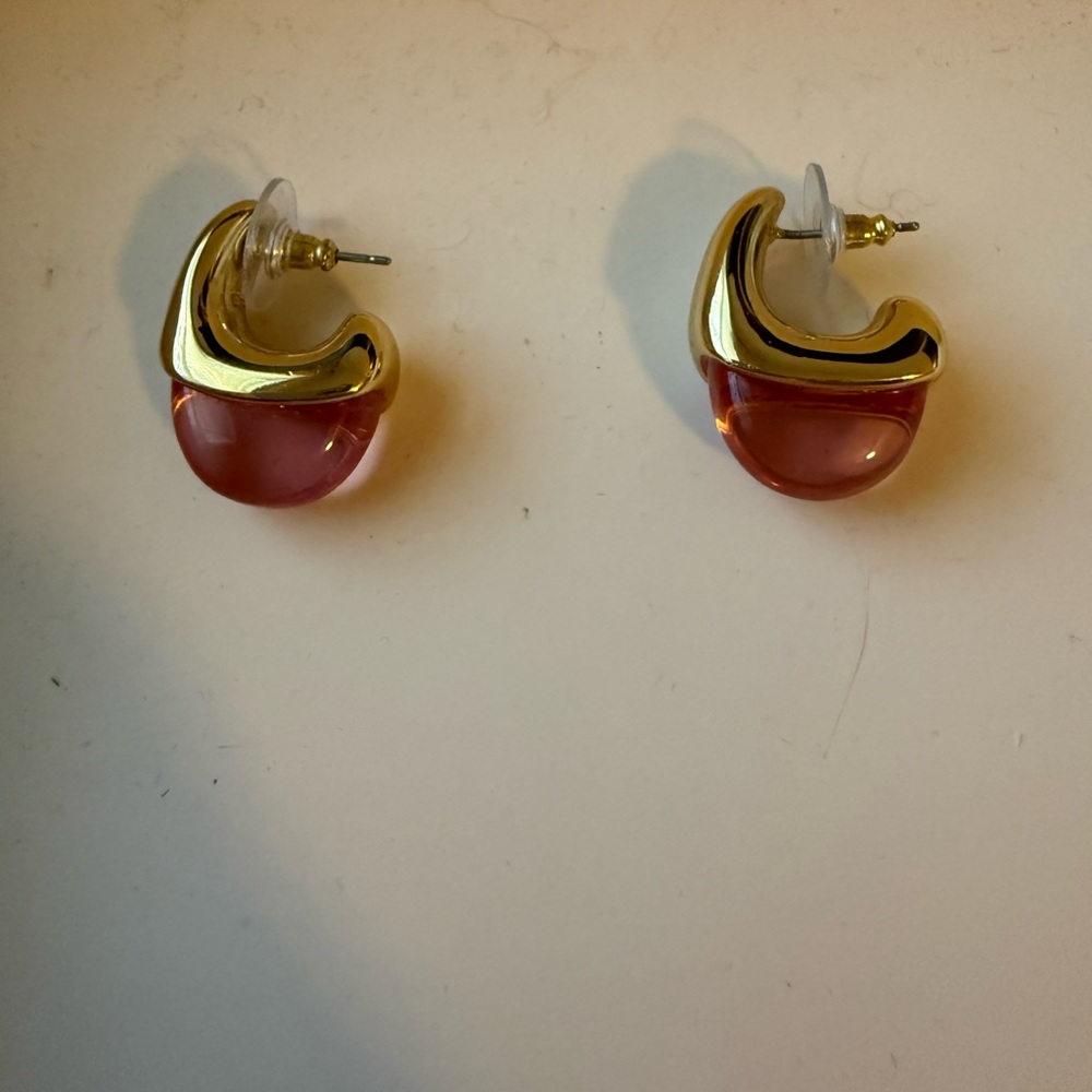 Lele Sadoughi pink tourmaline dome drop earrings - Picture 2 of 6